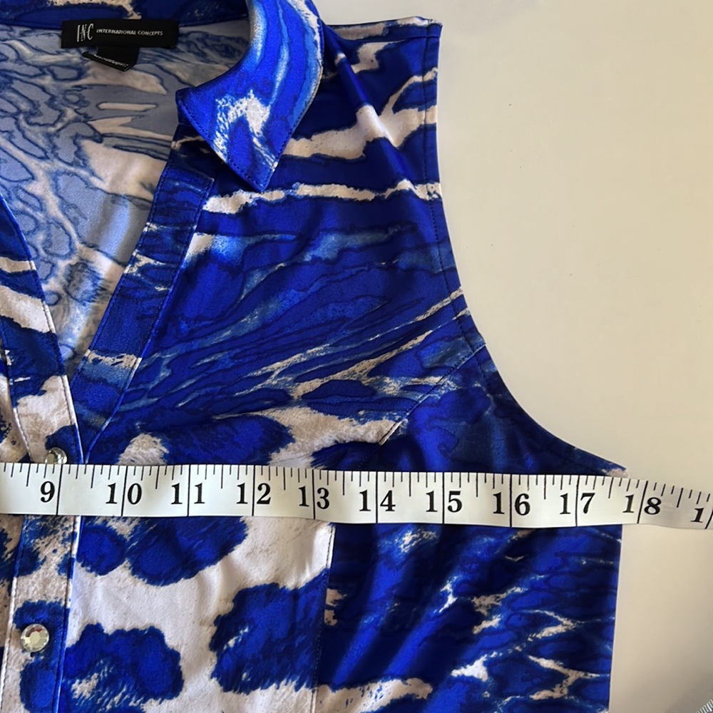 INC International Concept Button Up Midi Dress Sleeveless Blue Belt Button - Picture 8 of 9